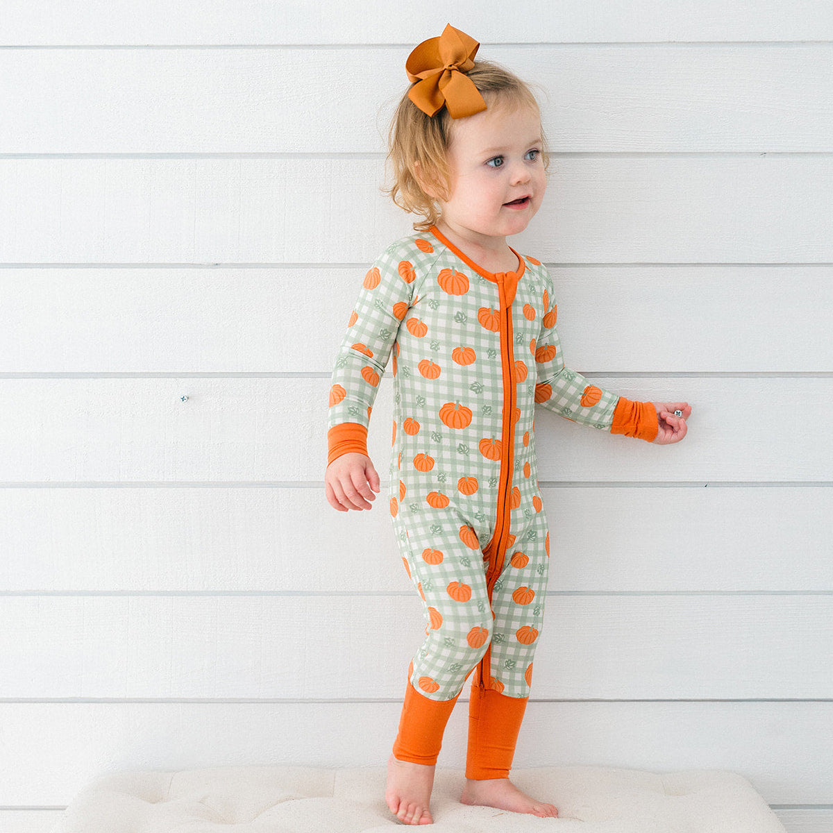 Cozy Pumpkin Zipper Footie