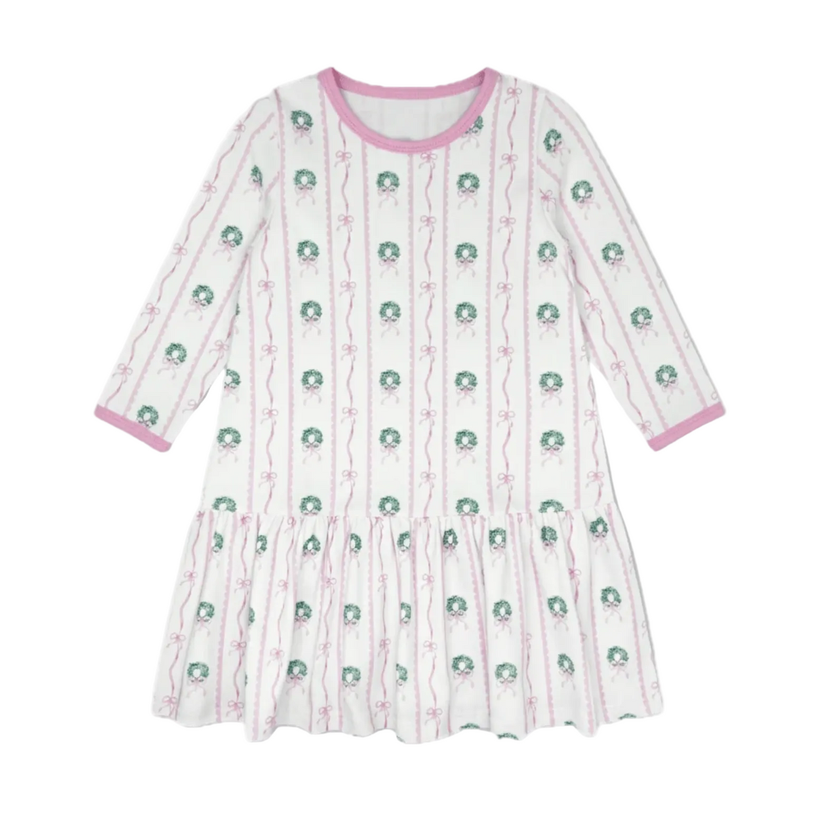 Dani Dropwaist LS Dress Boxwood and Bows
