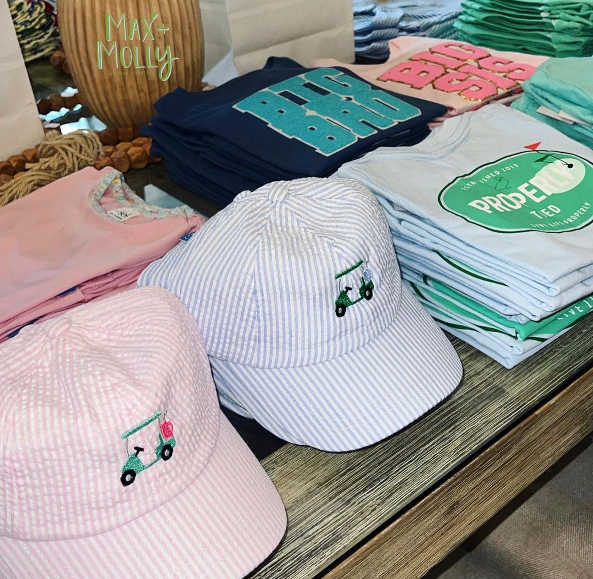 Blue Seersucker Golf Cart Hat