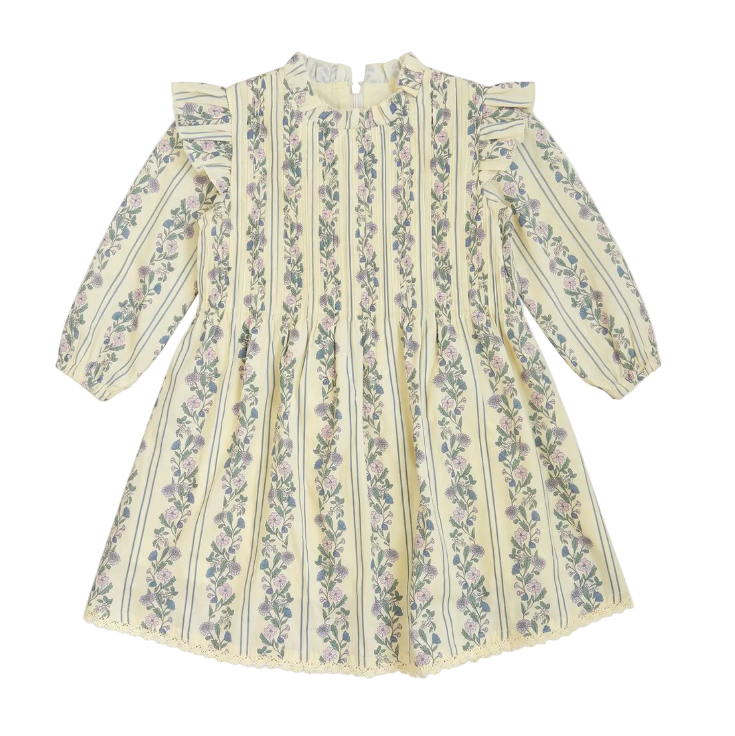 Elizabeth Dress - Yellow Floral Stripe