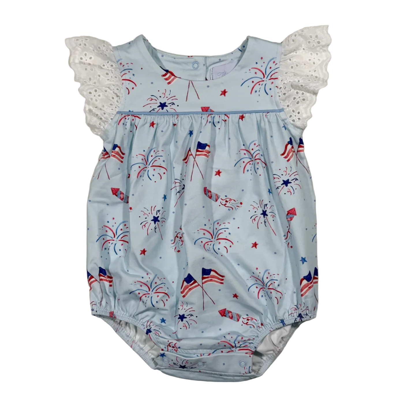 Elizabeth Eyelet Sleeve Bubble- Fireworks and Freedom