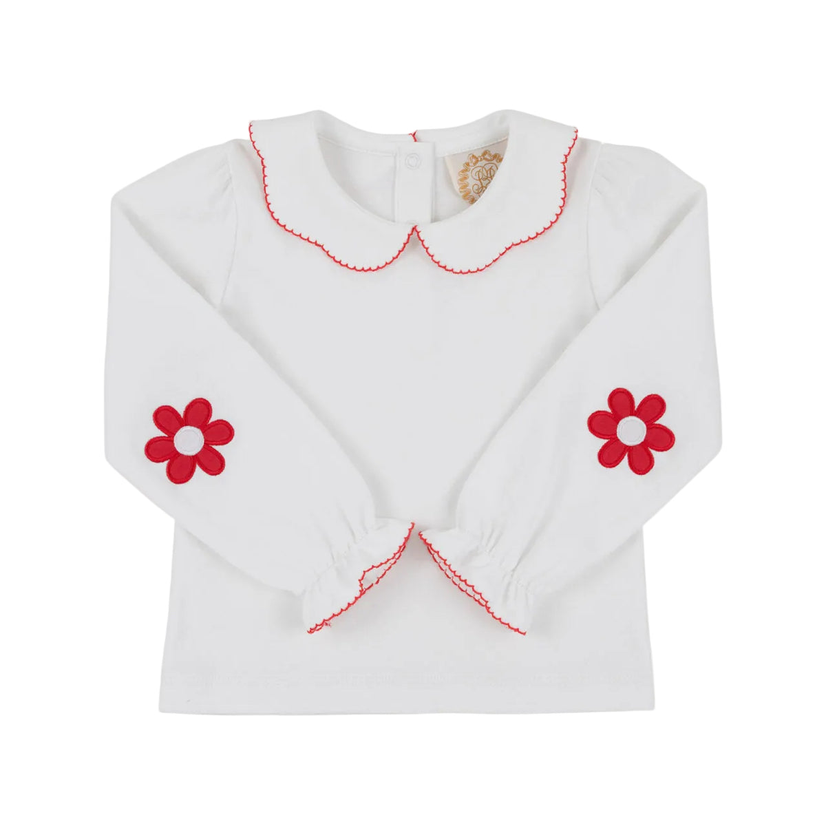 Emma's Elbow Patch Top Worth Ave White/Richmond Red/Flowers