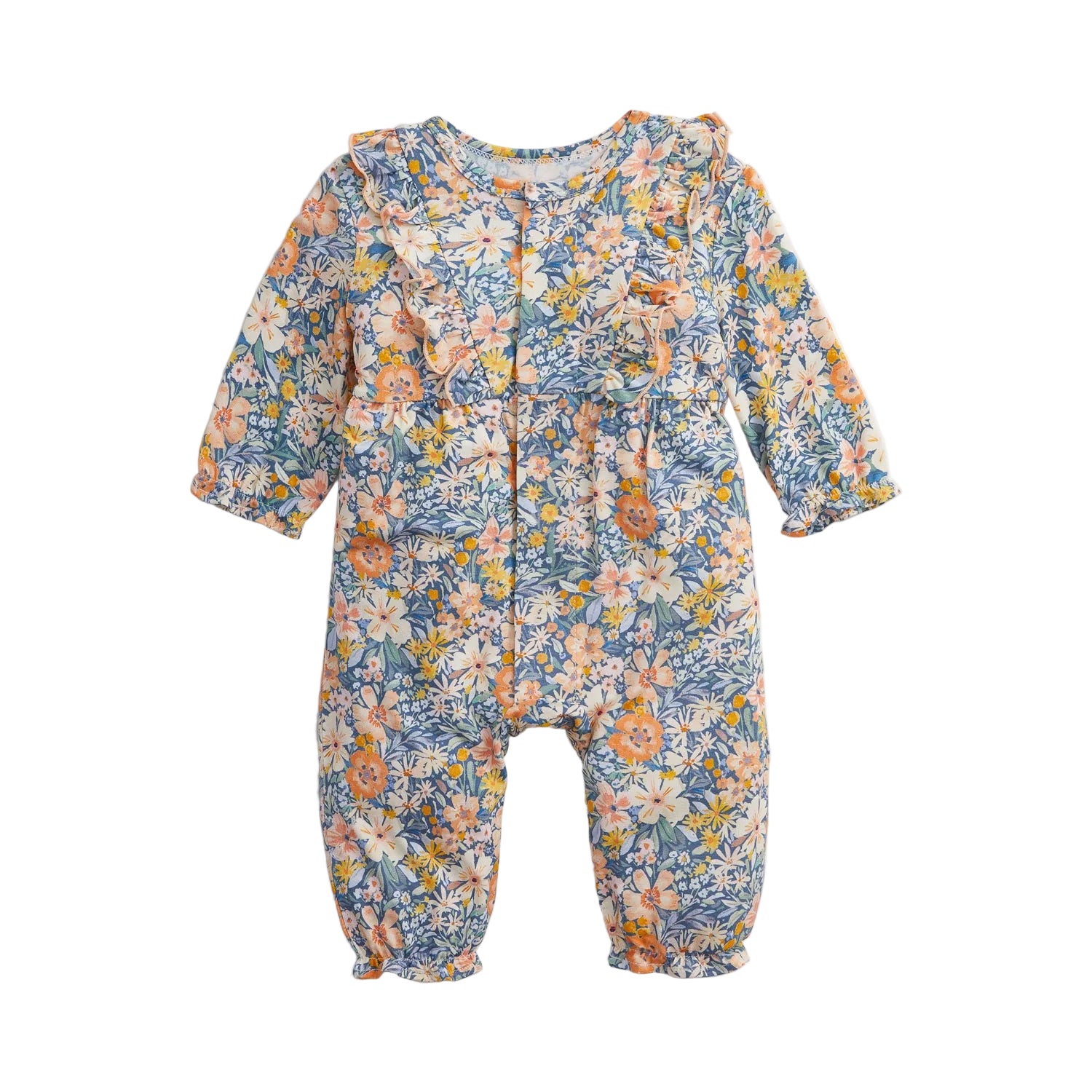 Flora Modal Baby Girls LS Ruffle Romper