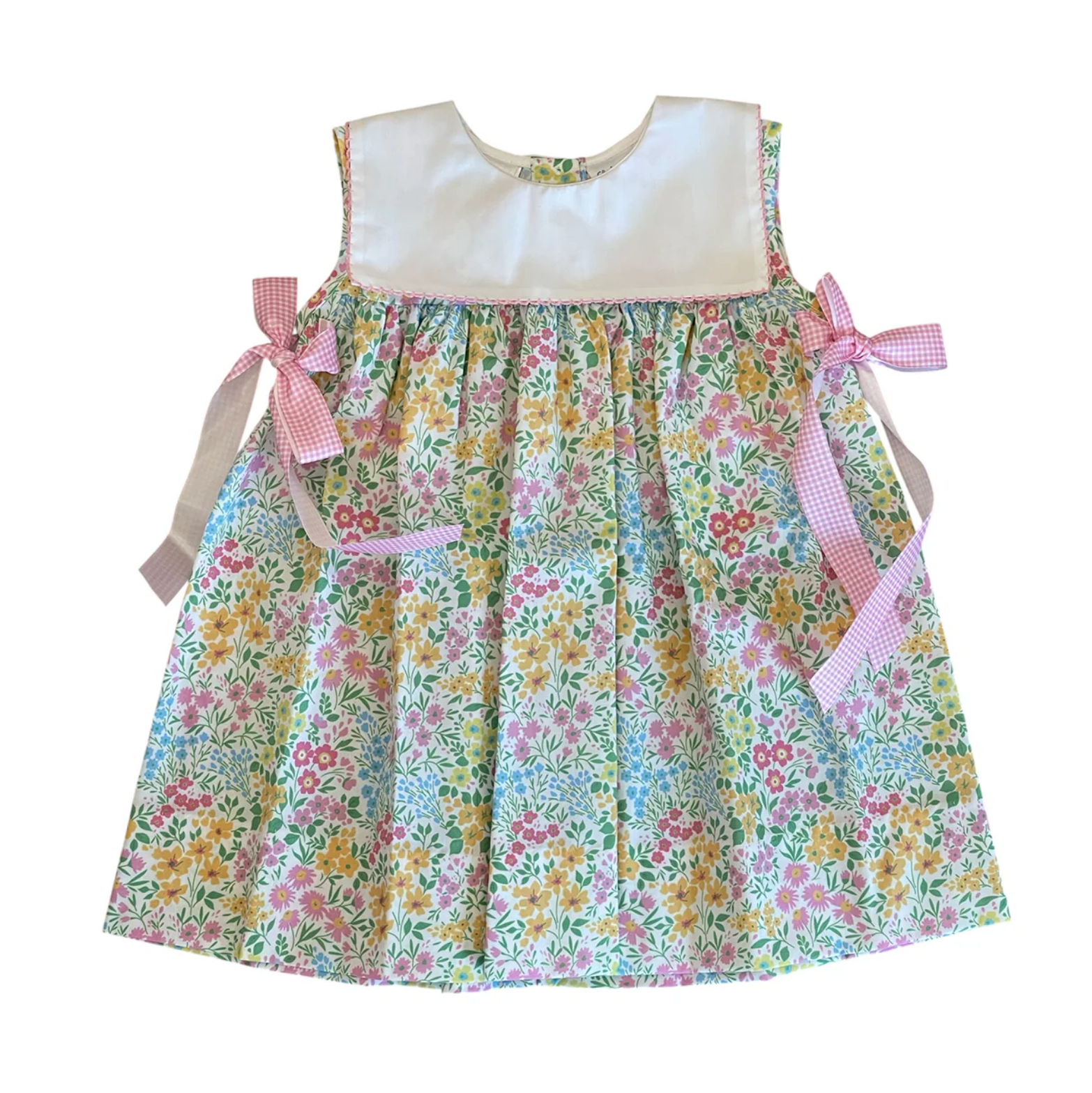 Floral Dress with Gingham Side Tie