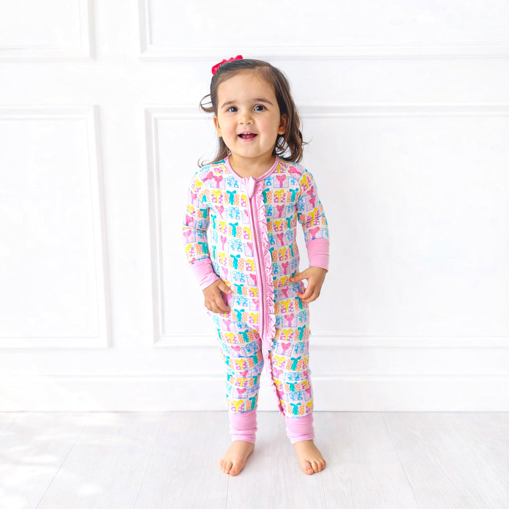 Floral Gift Ruffle Zipper Pajama