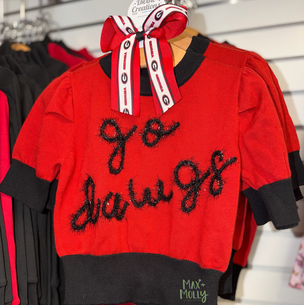 Go Dawgs Script Tinsel Sweater