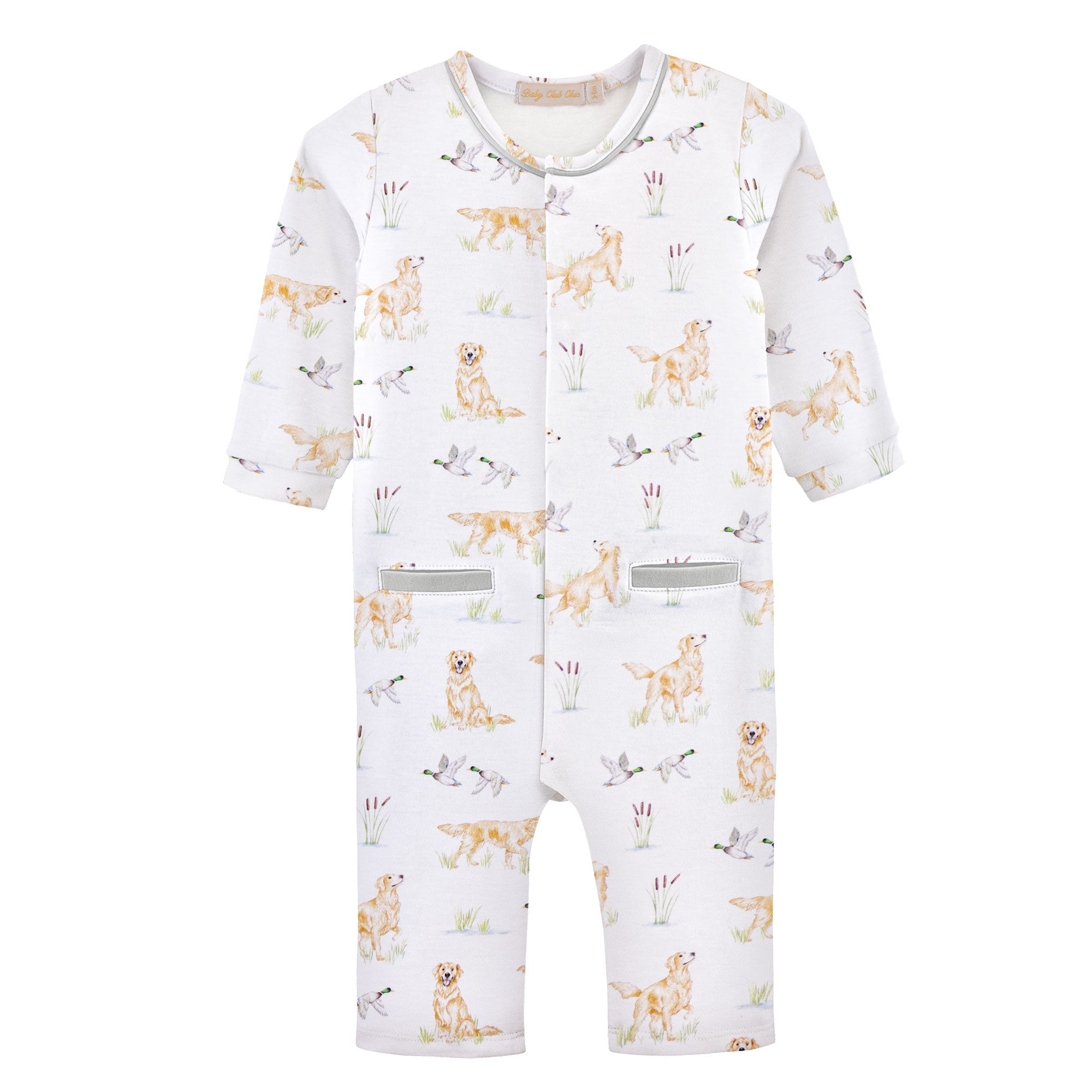 Goldens & Mallards Printed Pima Playsuit With Piping