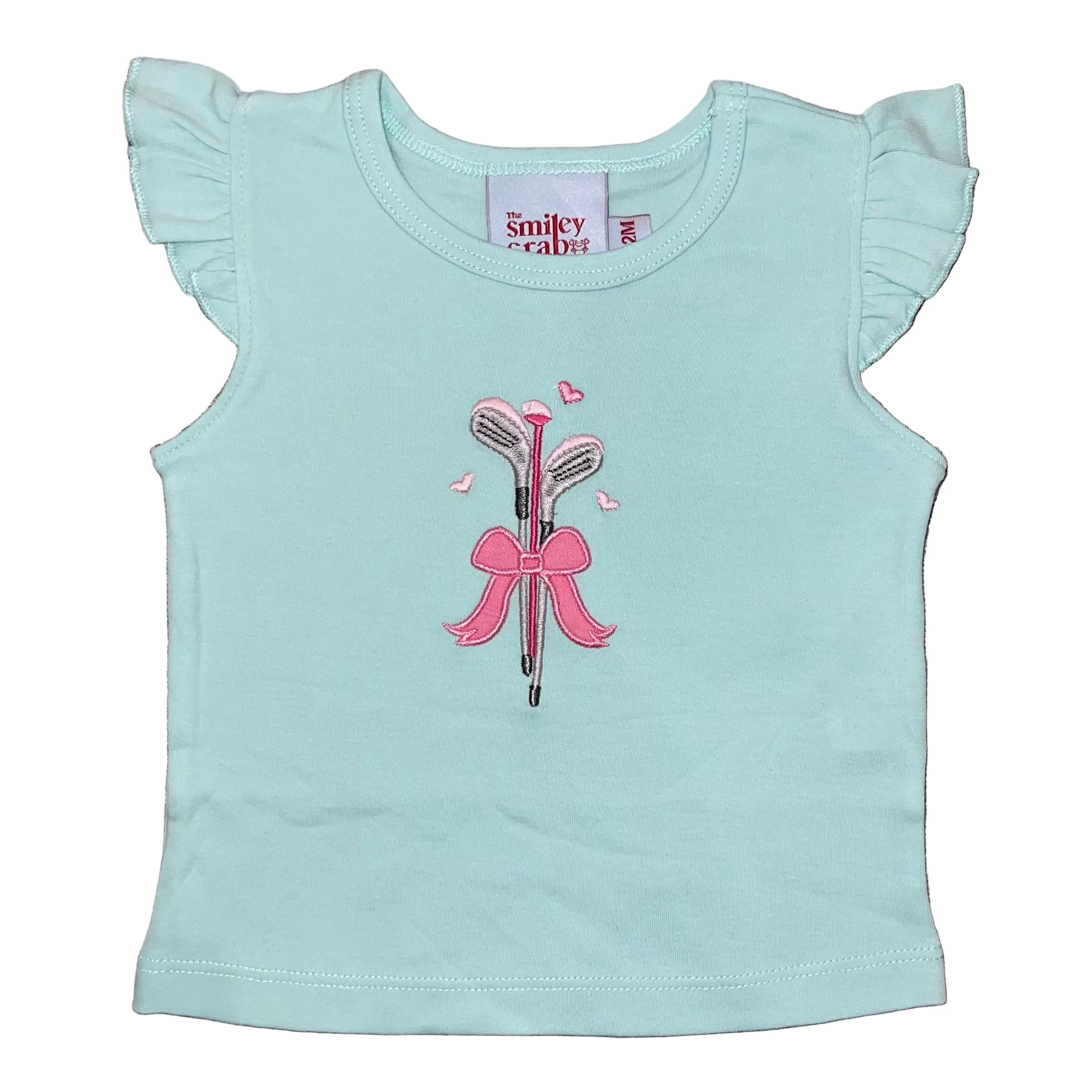 Golf Clubs with Bow Flutter Sleeve Top