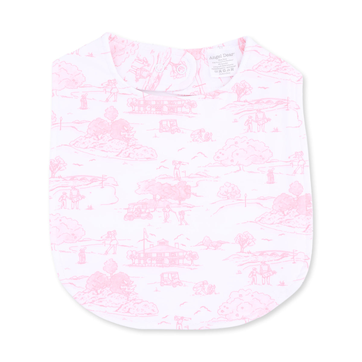 Golf Toile Pink Feeding Bib