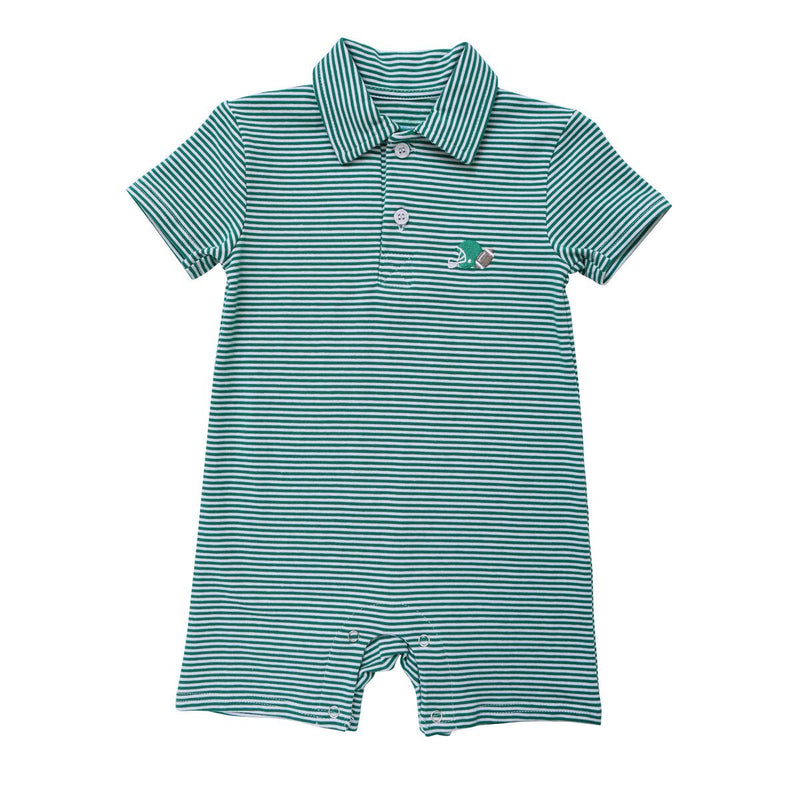 Green Stripe Game Day Romper