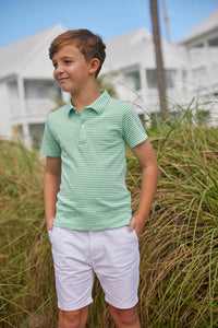 Green Striped Polo - Short Sleeve