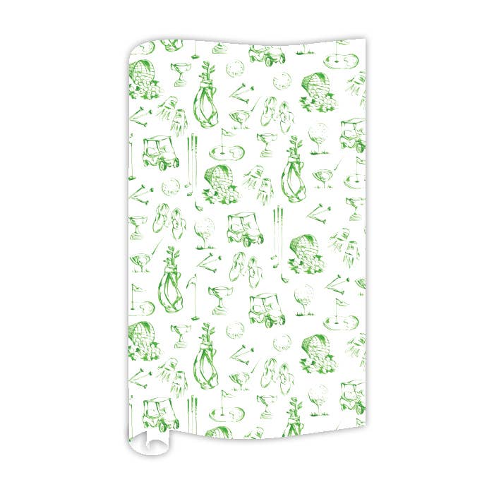 Handpainted Green Golf Toile Wrapping Paper