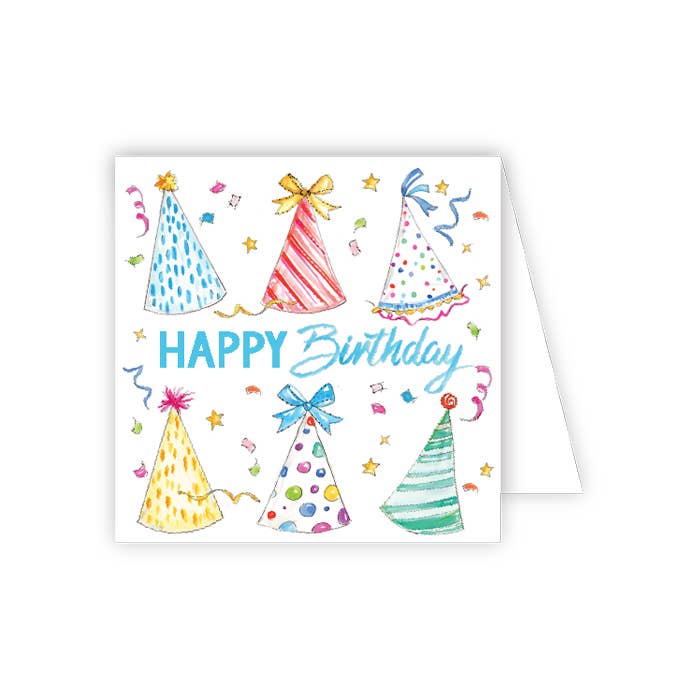 Handpainted Happy Birthday Party Hats Enclosure Card