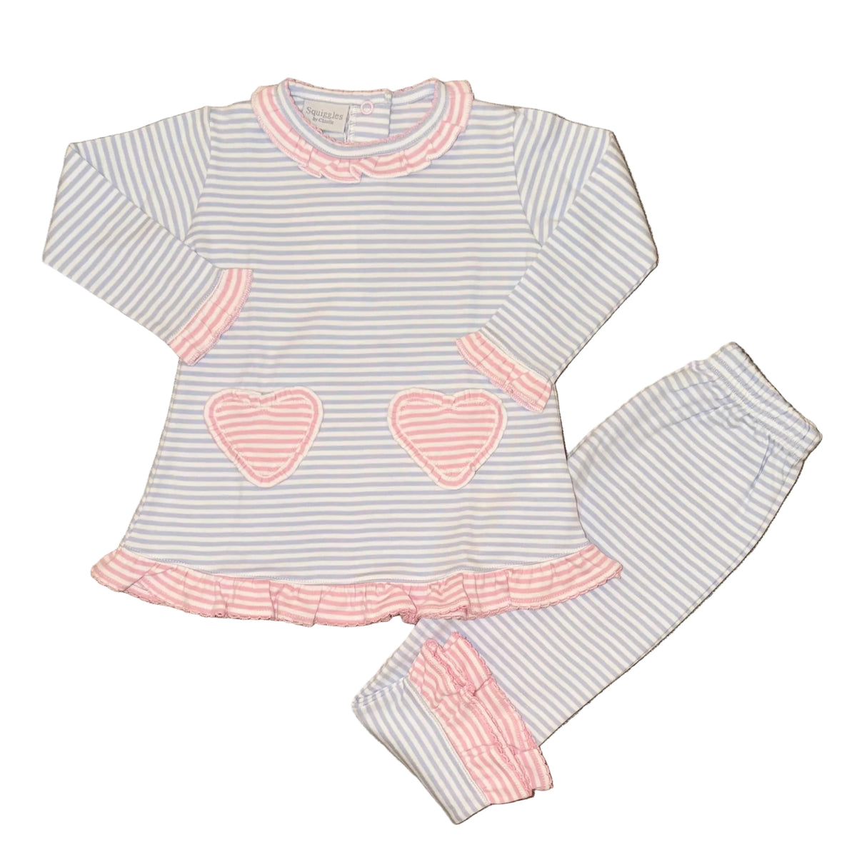 Heart Pocket Ruffle Pant Set