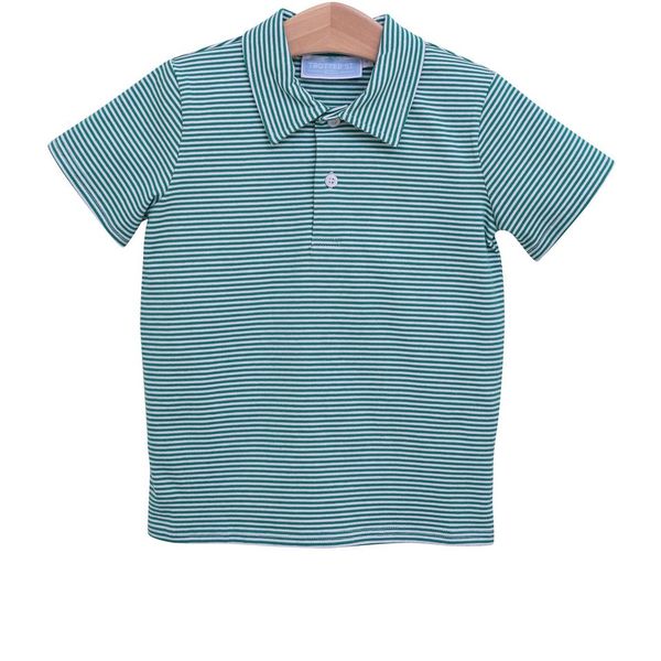 Henry Game Day Polo- Green Stripe