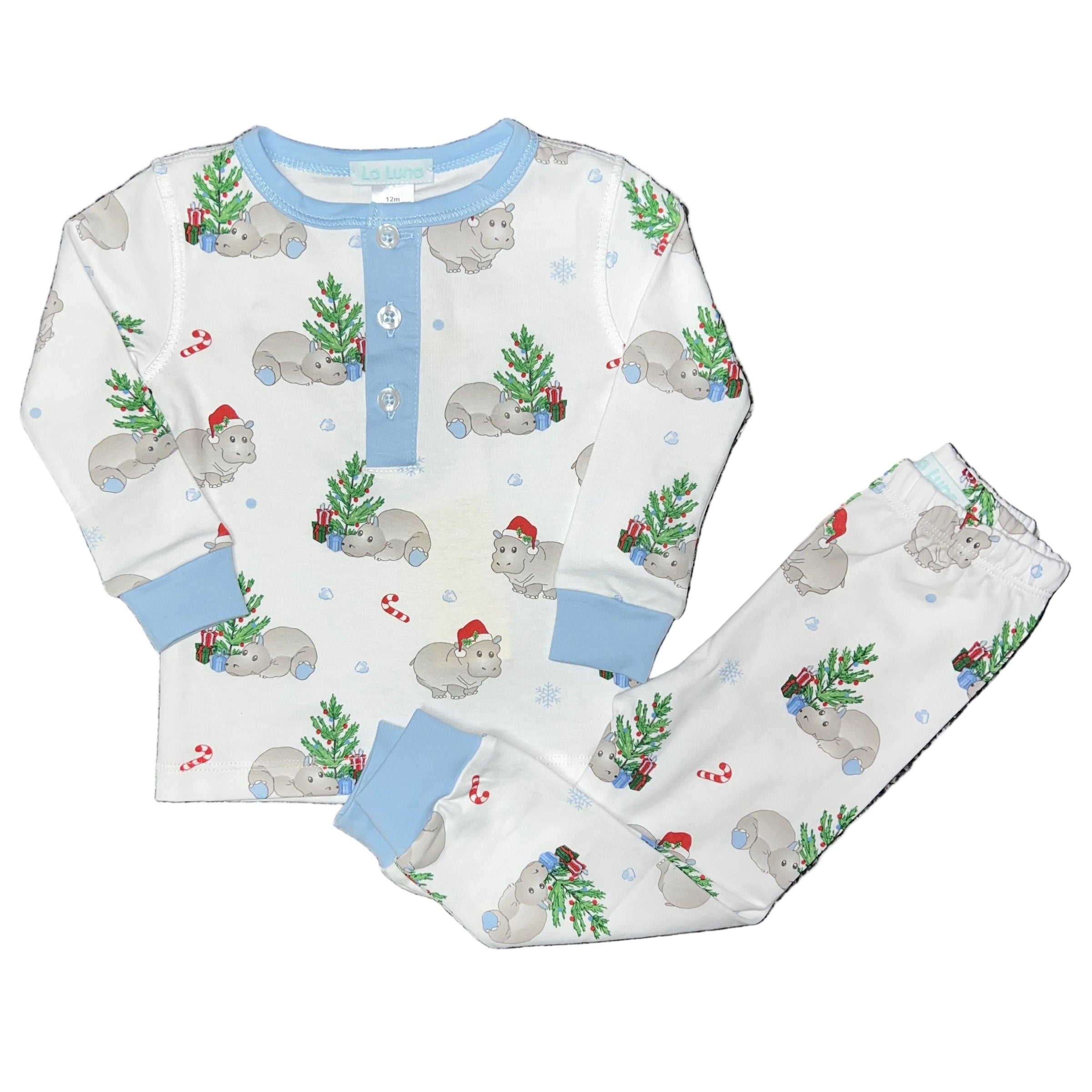 Hippopotamus for Christmas Blue Pajamas