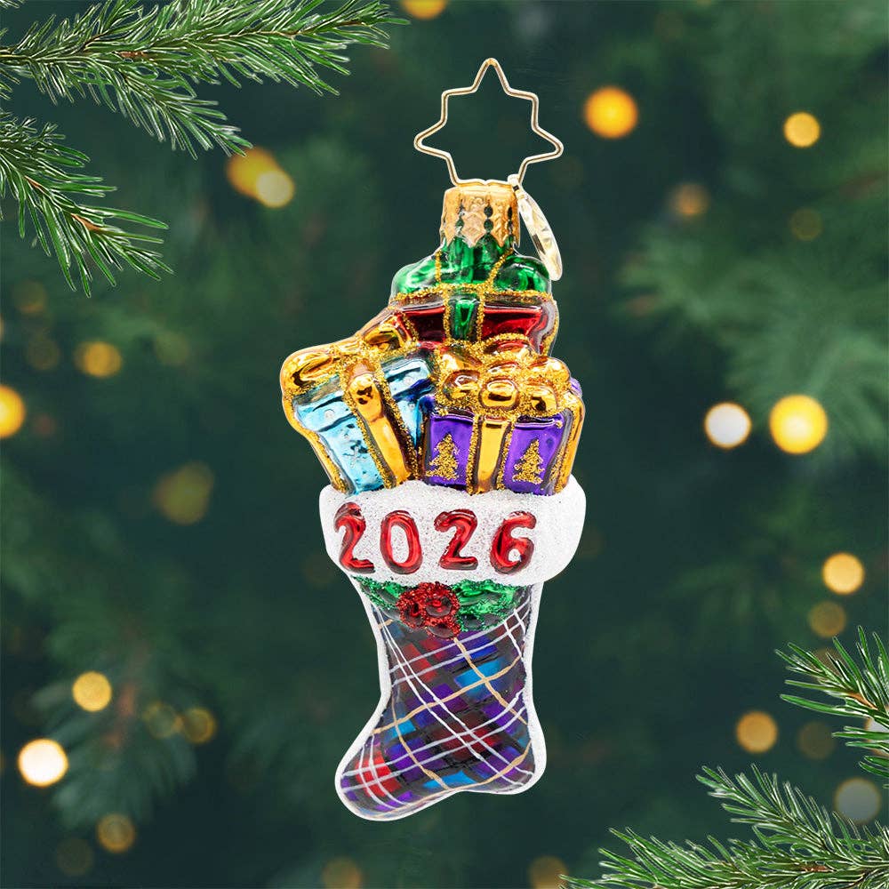 Holiday Glass Ornament – 2026 Stacked Holiday Joy Gem