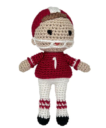 Football Player Knit Doll - Red and Black