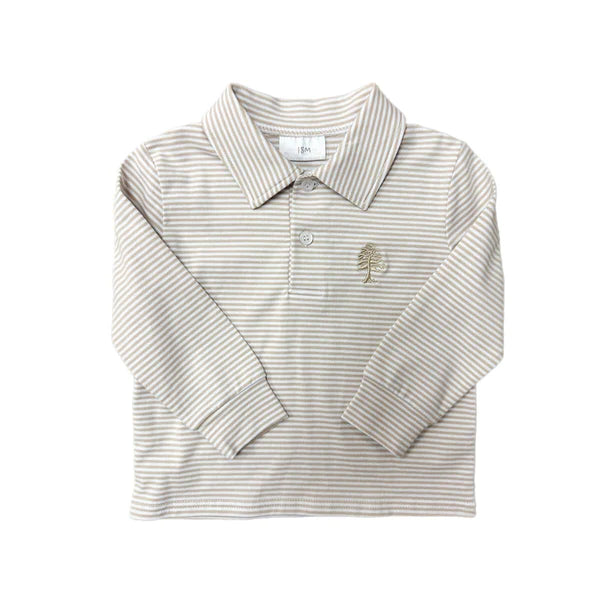 Khaki Stripe Polo - Bird Dogs of the South