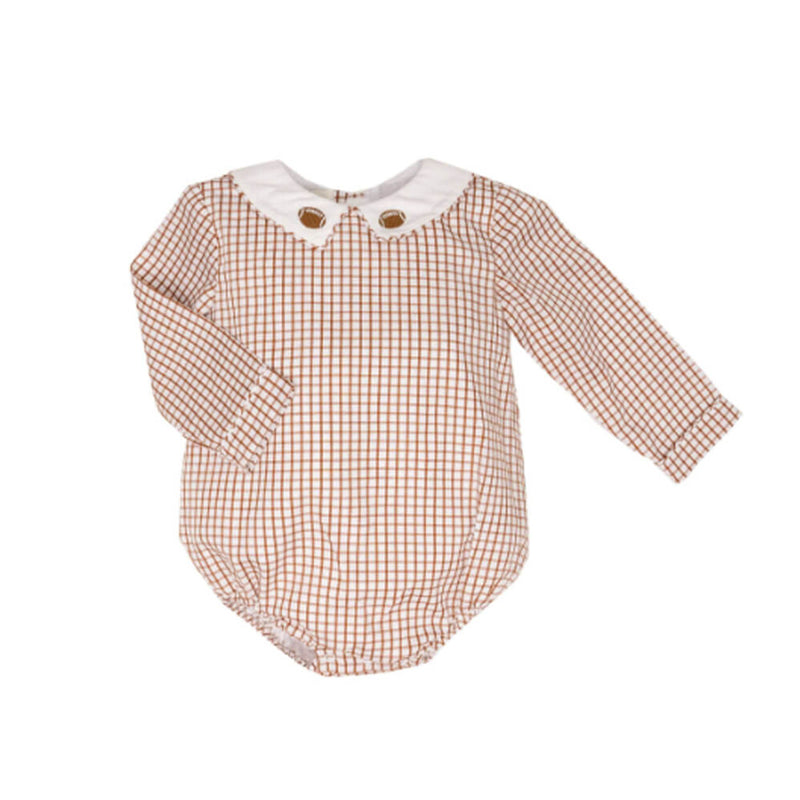 Gingham Football Embroidered LS Bubble