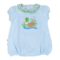 Gingham Mallard Applique Ruffle Bubble