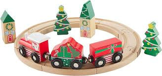 Christmas Wood Train Set