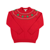 Isaac's Sweater Fairisle Richmond Red/Christmas Trees