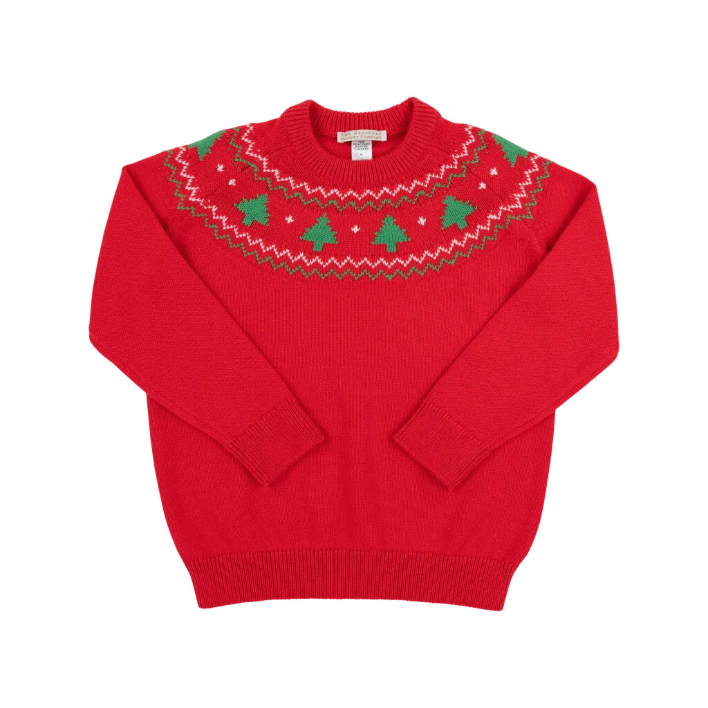 Isaac's Sweater Fairisle Richmond Red/Christmas Trees