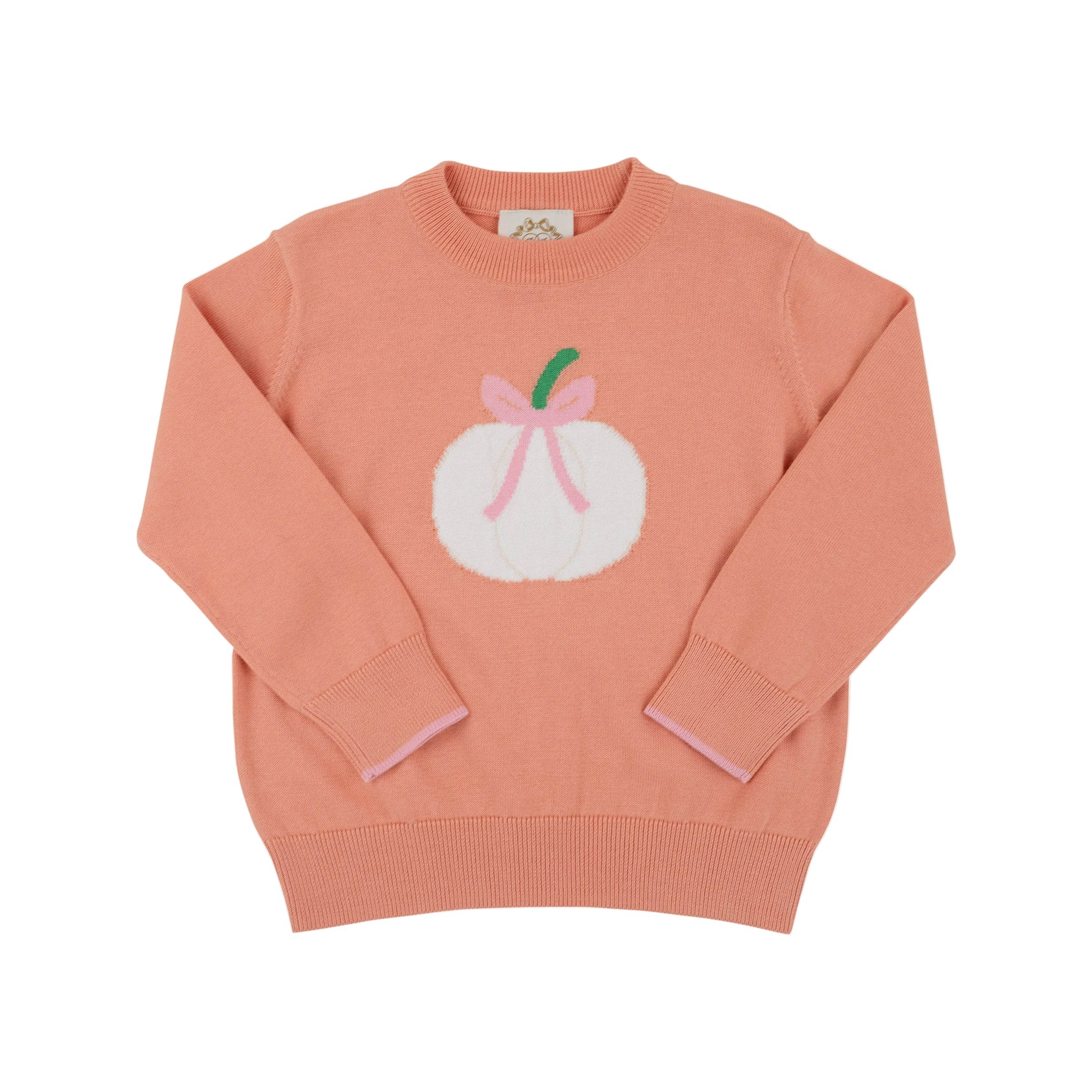 Isabelle's Intarsia Sweater Seashore Sherbet Pumpkin and Bow