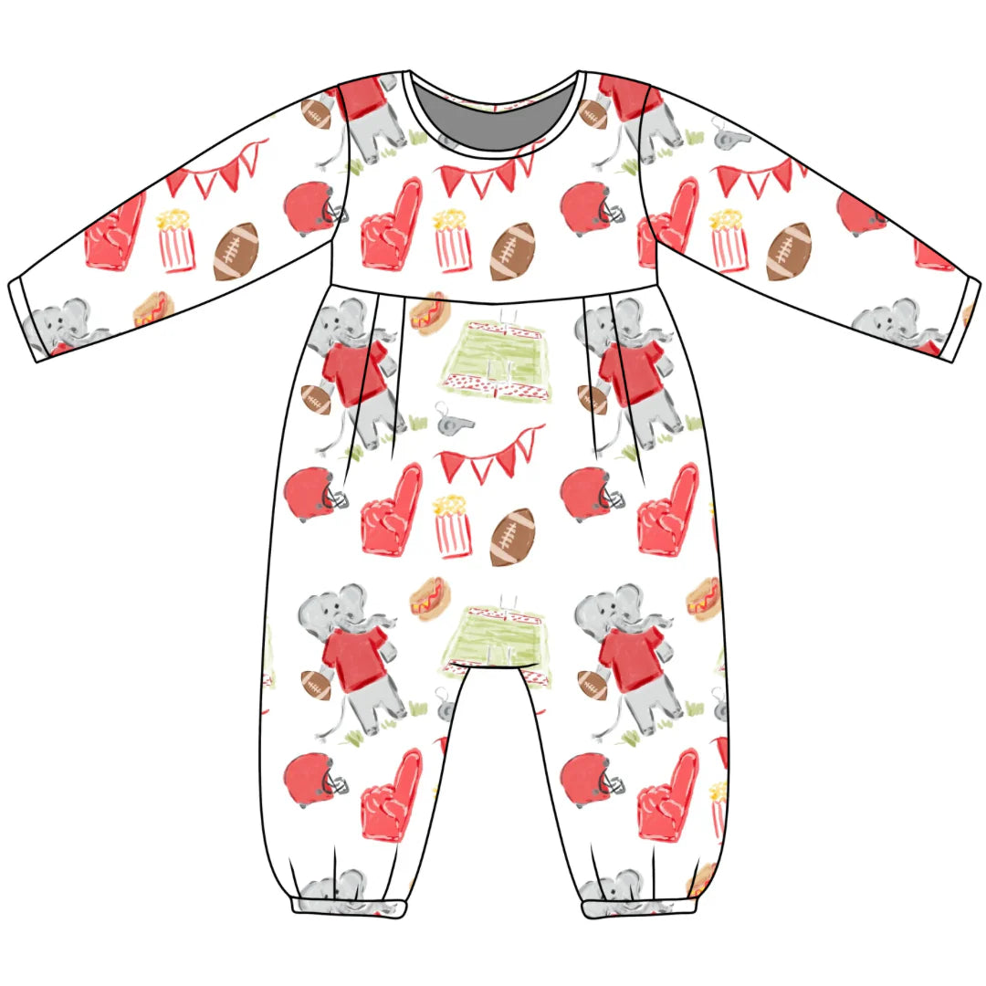 PRE-ORDER James Romper- Game Day Elephant