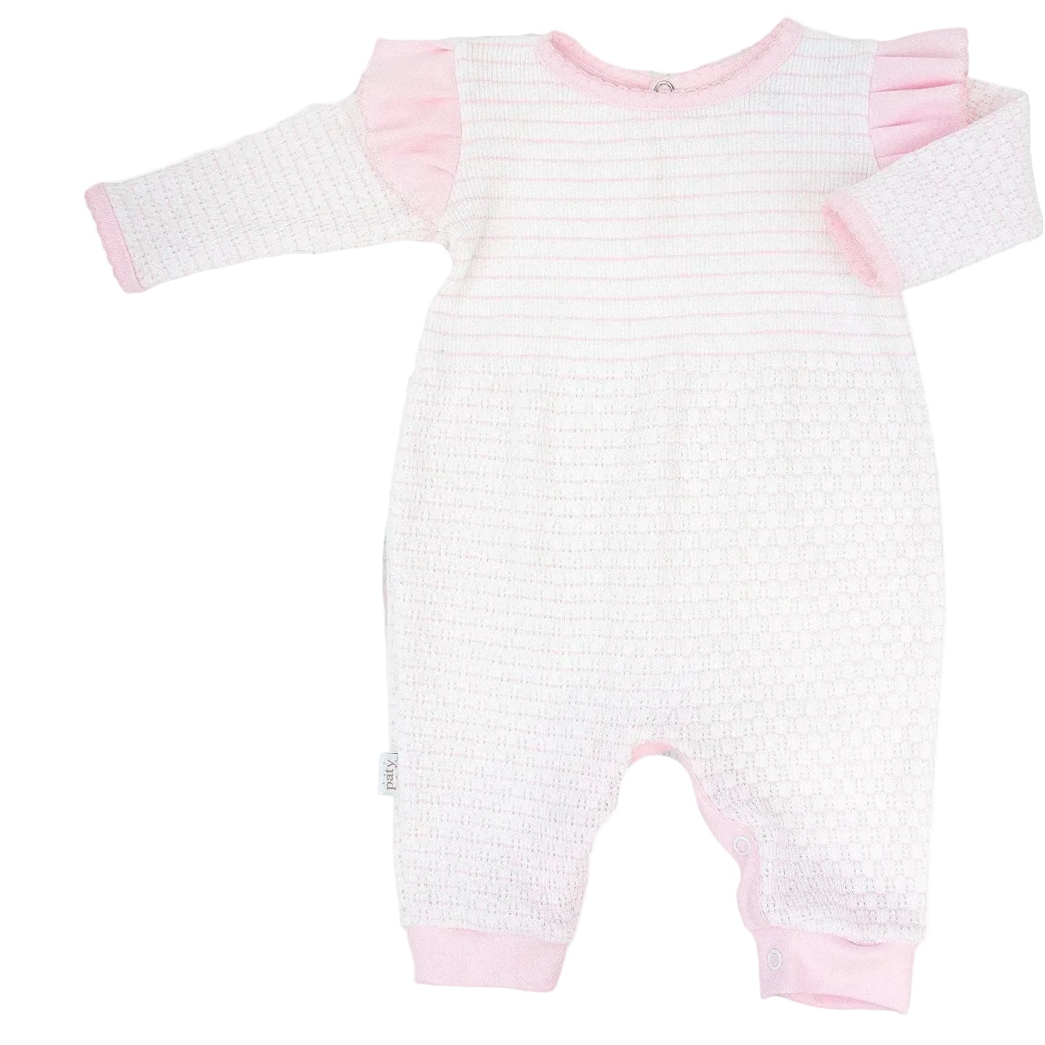LS Pink Pinstripe Angel Sleeve Romper