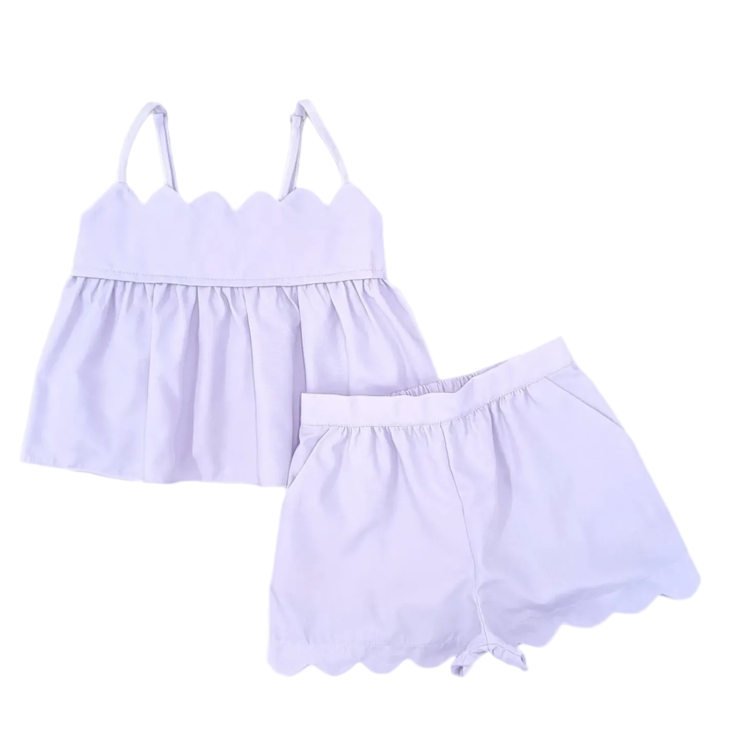Lavender Two Piece Scalloped Short Set