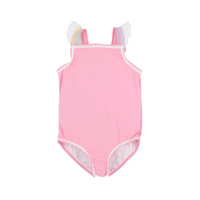 Long Bay Bathing Suit Hamptons Hot Pink Worth Ave White Multicolor