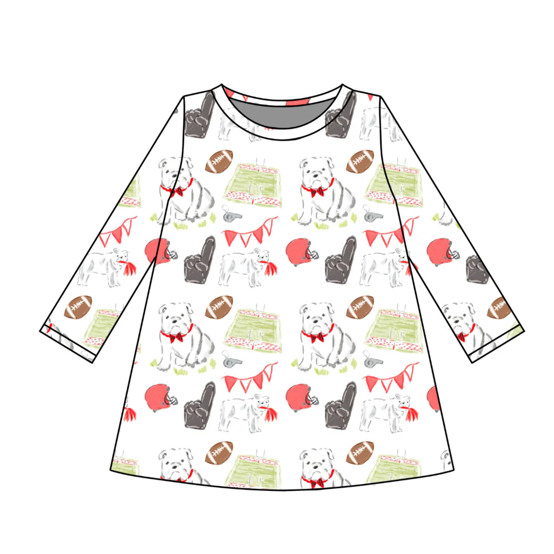 PRE-ORDER Long Sleeve Charlotte Play Dress- Game Day Dawgs