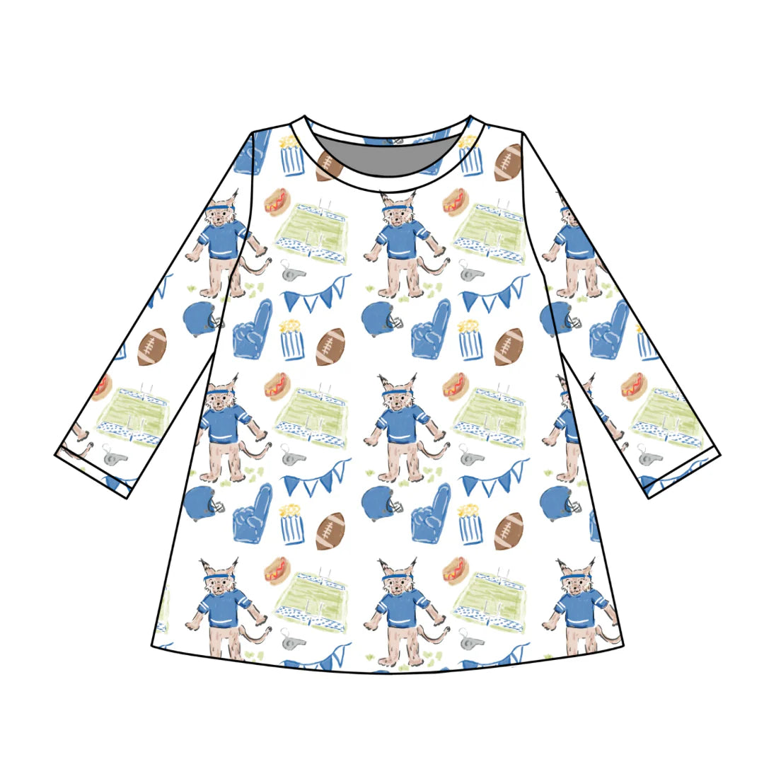PRE-ORDER Long Sleeve Charlotte Play Dress- Game Day Wildcats
