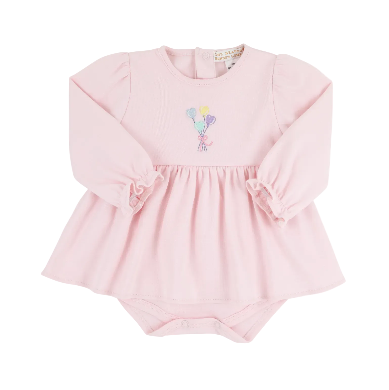 Long Sleeve Daisy Diaper Cover Dress Palm Beach Pink Balloons