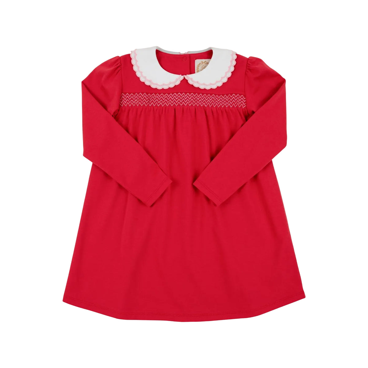 Long Sleeve Holly Day Dress Richmond Red/Worth Ave White