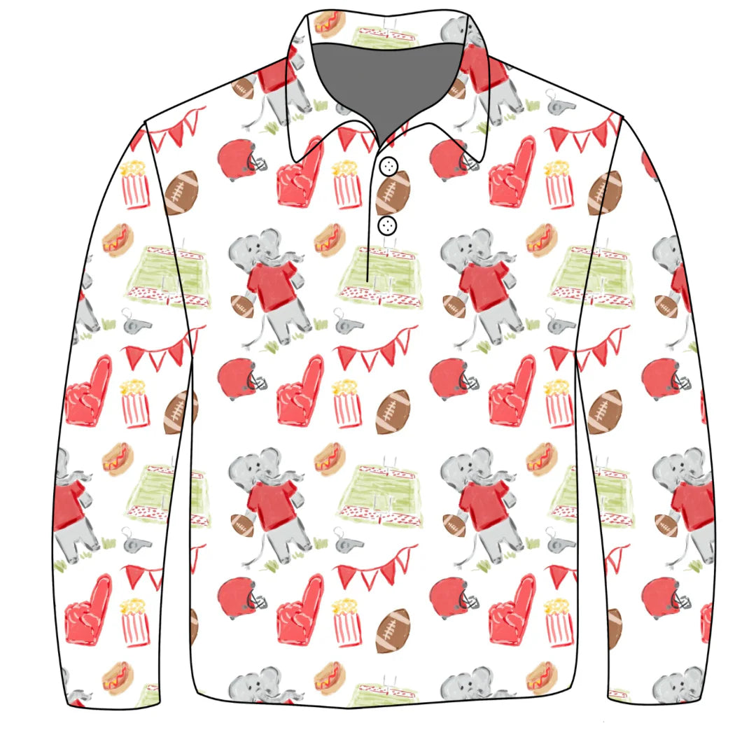 PRE-ORDER Long Sleeve Jackson Polo- Game Day Elephant