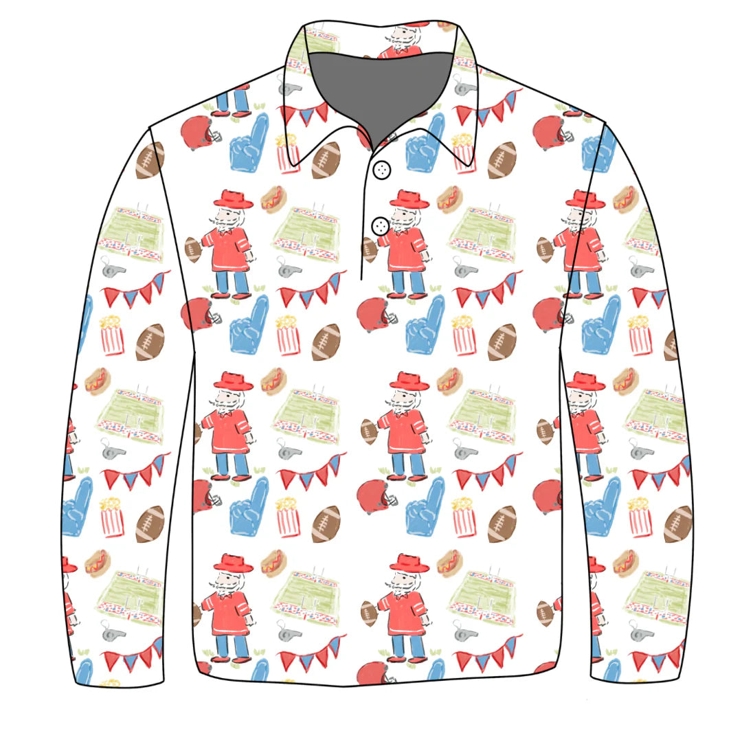 PRE-ORDER Long Sleeve Jackson Polo- Game Day Red and Blue