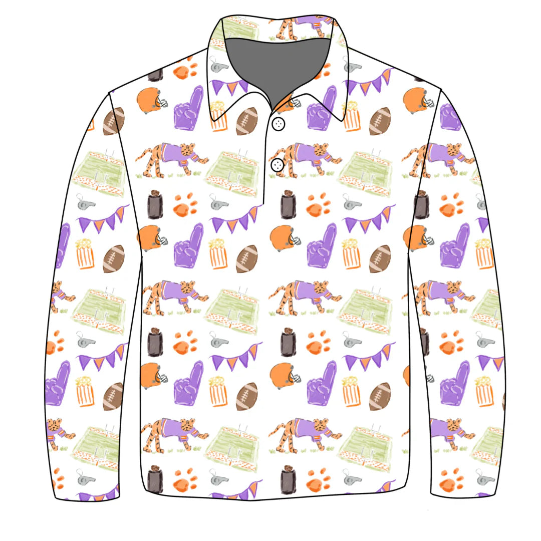 PRE-ORDER Long Sleeve Jackson Polo- Game Day Tiger Paws
