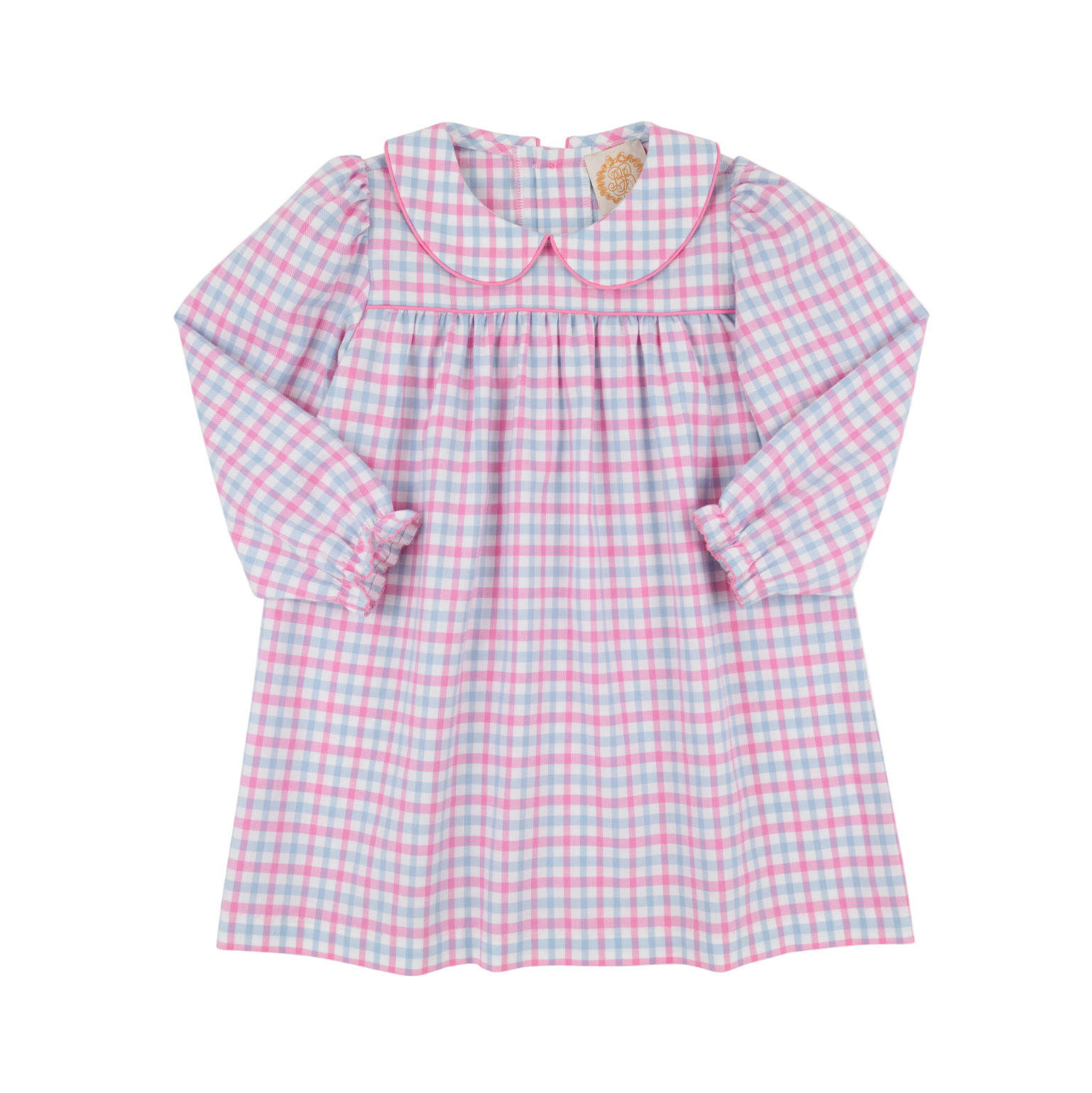 Long Sleeve Maerin Fitz Frock Flannel Barrington Blue and Hamptons Hot Pink Gingham/Hamptons Hot Pink