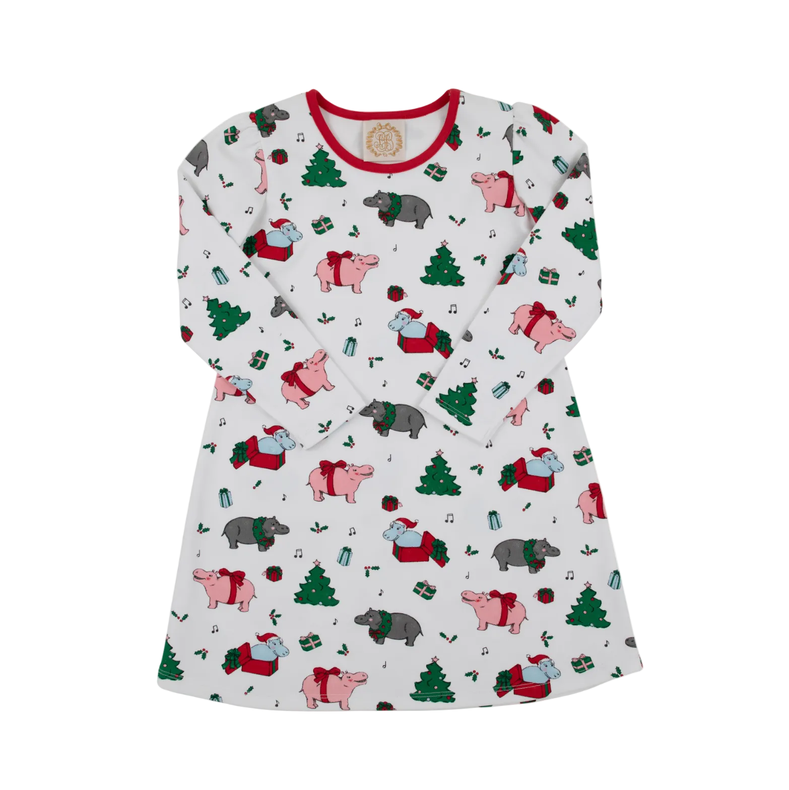 Long Sleeve Penny's Play Dress I Want a Hippopotamus/Richmond Red