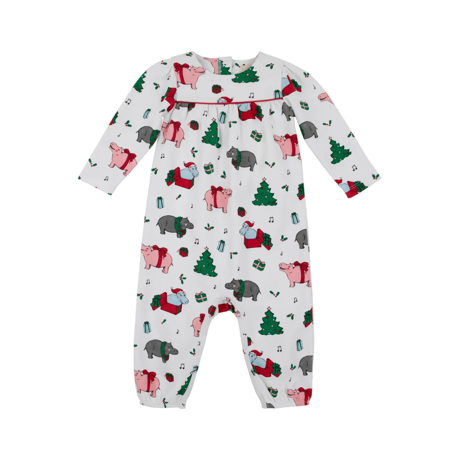 Long Sleeve Penny's Playsuit I Want a Hippopotamus/Richmond Red