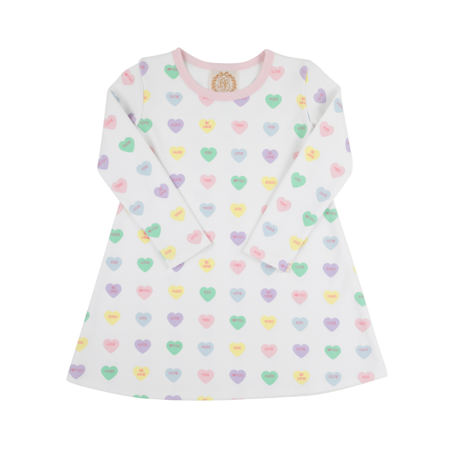 Long Sleeve Polly Play Dress Heavy Weight We Heart You Palm Beach Pink