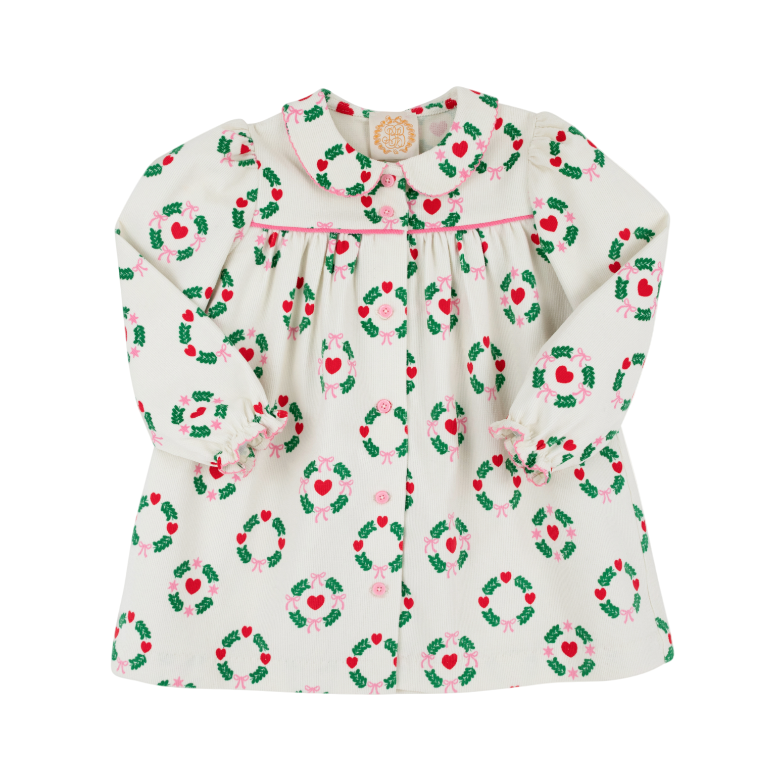 Long Sleeve Tabitha's Teacher's Pet Dress Rollins Wreaths/Hamptons Hot Pink