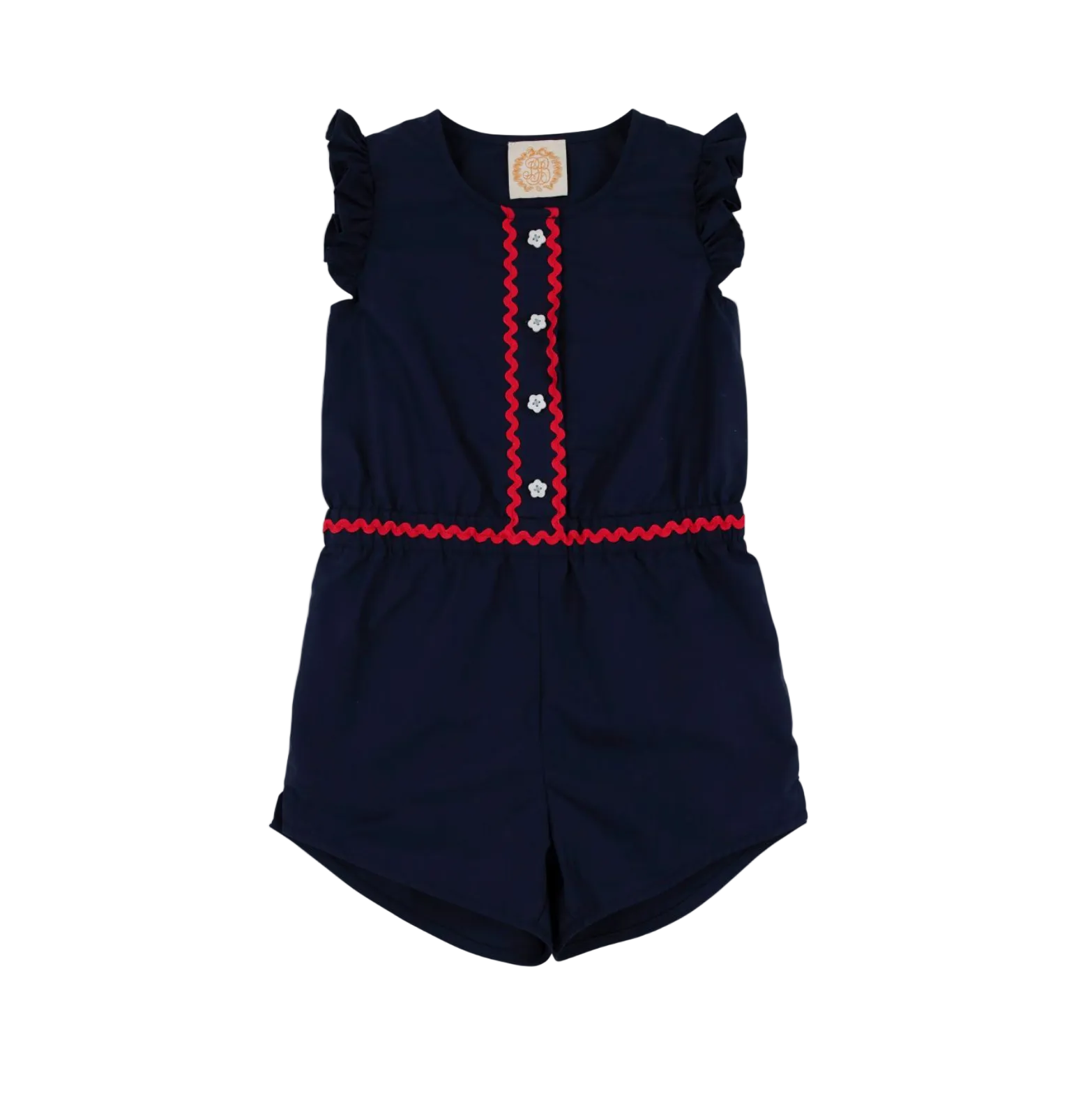 Marion Rose Romper Broadcloth Nantucket Navy Richmond Red