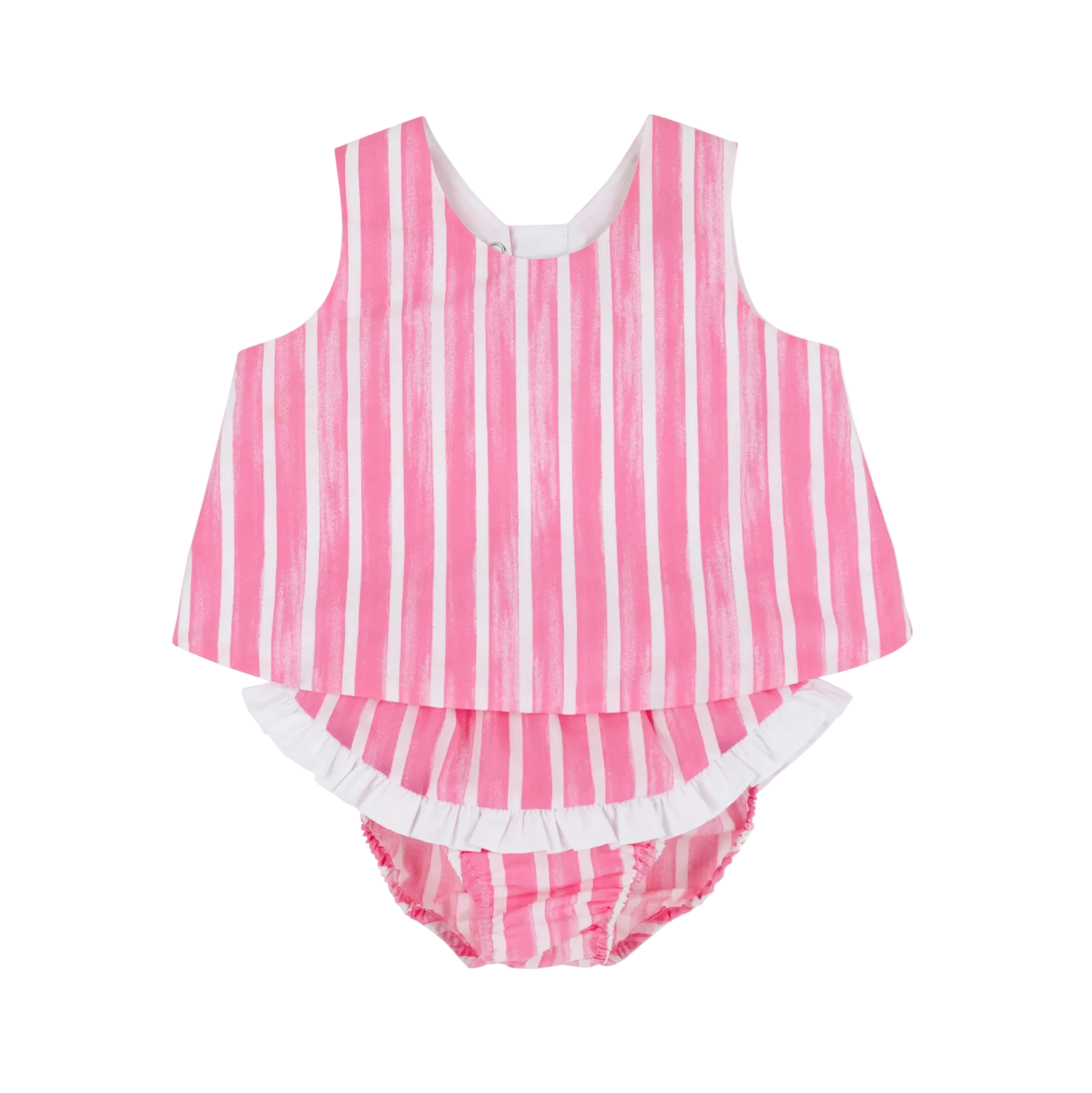 Mary Todd Tab Set Broadcloth Sea Wall Stripe (Winter Park Pink) Worth Ave White