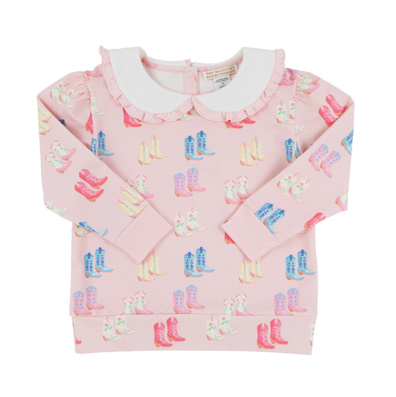 Maude's Ruffle Cassidy Comfy Crewneck Cute to Boot/Palm Beach Pink