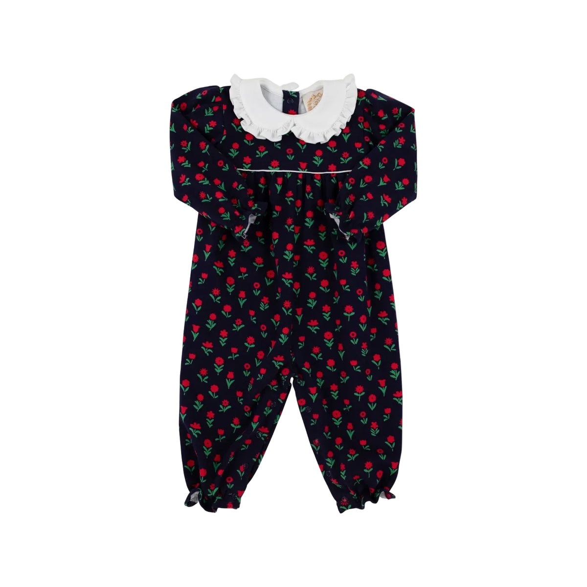 Maude's Ruffle Romper Prescott Farm Flowers/Worth Ave White