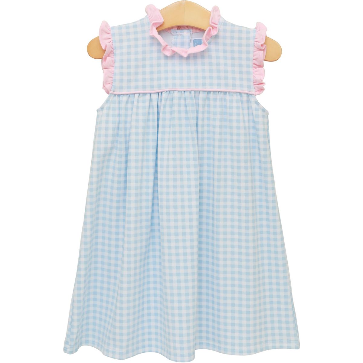 Meredith Dress  Light Blue Gingham Light Pink